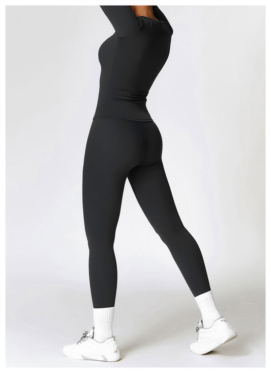 AP Quick-Dry Long Sleeve Fitness Sport Set - Black