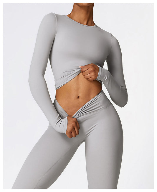 AP Quick-Dry Long Sleeve Fitness Sport Sets- Grey