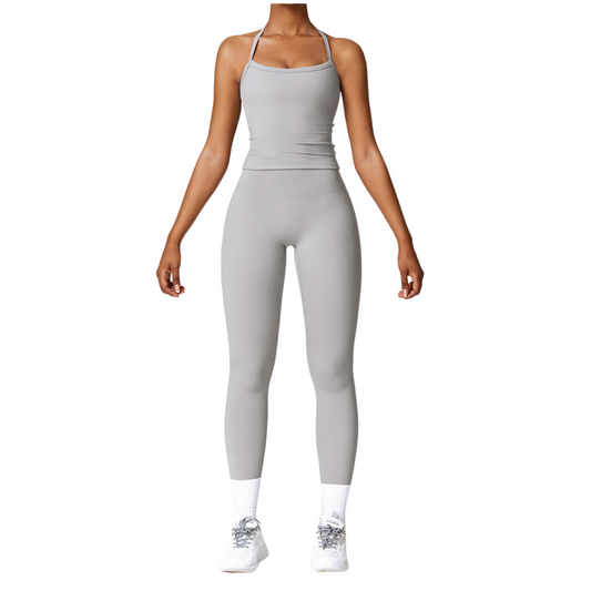 AP Quick-Dry Sleeveless Fitness Sport Set - Grey